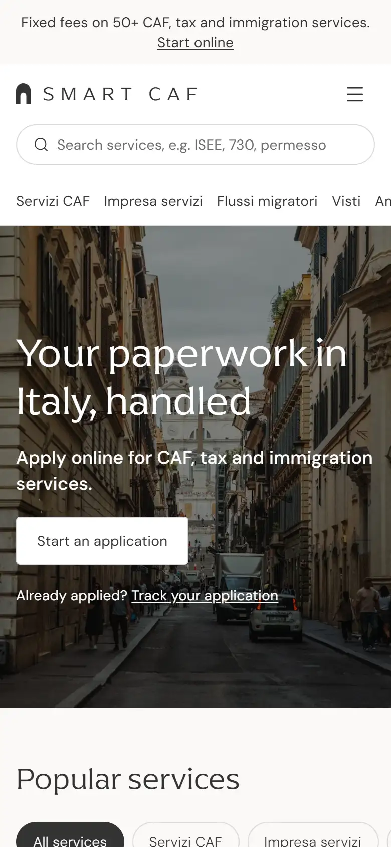 After, on a phone: Your paperwork in Italy, handled.